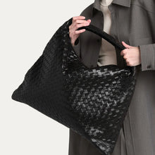 Bottega Large Hop Shoulder Bag Black Leather With Gold Hardware Stylish Everyday Essential - BEAUTY BAR