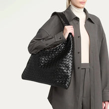 Bottega Large Hop Shoulder Bag Black Leather With Gold Hardware Stylish Everyday Essential - BEAUTY BAR