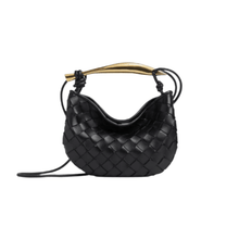 Bottega Veneta Baby Sardine Bag – Black Intrecciato Leather With Sculptural Top Handle | Compact Italian Elegance - BEAUTY BAR