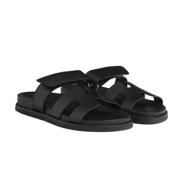 Hermès Chypre Sandal Noir Black Slipper - BEAUTY BAR