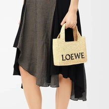 Loewe Mini Loewe Font Tote In Raffia For Women