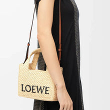 Loewe Mini Loewe Font Tote In Raffia For Women
