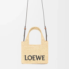 Loewe Mini Loewe Font Tote In Raffia For Women