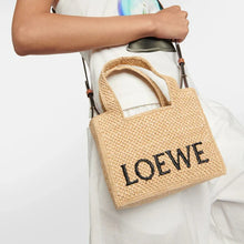 Loewe Mini Loewe Font Tote In Raffia For Women
