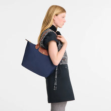 Longchamp Le Pliage Medium Shoulder Bag Blue And Brown - BEAUTY BAR
