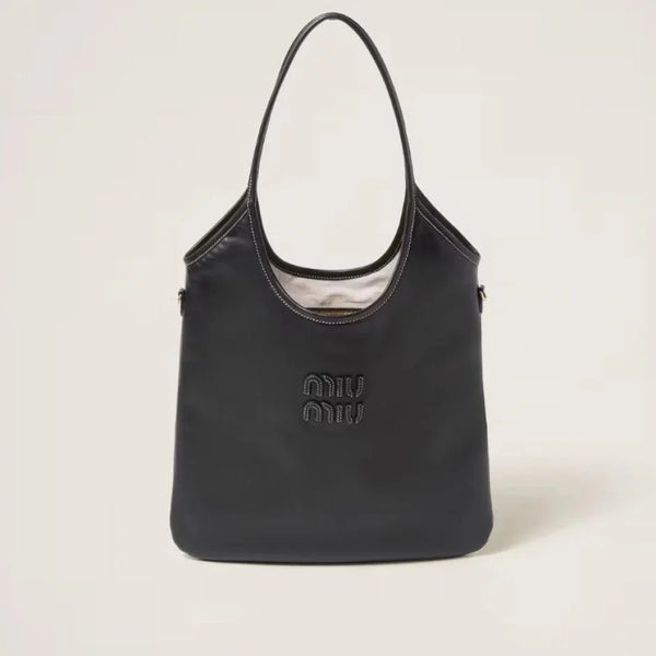 Miu Miu IVY Canvas And Black Leather Bag - BEAUTY BAR