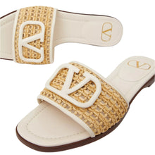 Valentino V Logo 80mm Woven Raffia Slide Slipper - BEAUTY BAR