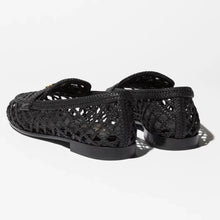 Chanel Black Woven Braided Leather Loafers With Gold Hardware