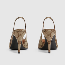 Gucci Bouncing Women’s Slingback Pump With Horsebit | Beige & Ebony GG Canvas Heels