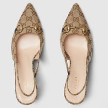 Gucci Bouncing Women’s Slingback Pump With Horsebit | Beige & Ebony GG Canvas Heels