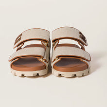 Miu Miu Embellished Canvas Slide Sandals
