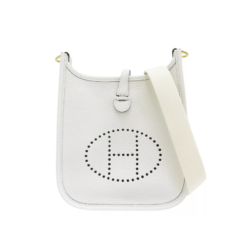 Hermès Mini Evelyne Shoulder Bag White Taurillon Clemence Leather