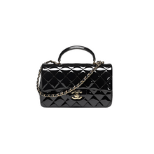 Chanel Mini Classic Handbag with Top Handle – Patent Calfskin & Gold-Tone Metal
