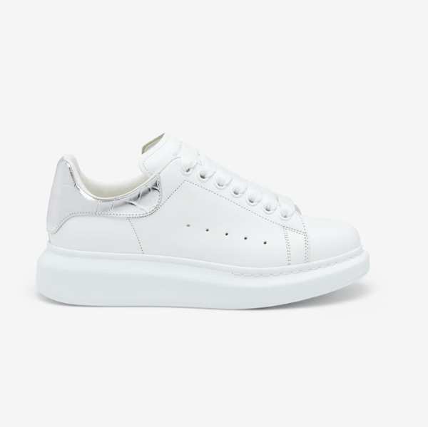 Alexander McQueen Crocodile Back White And Silver