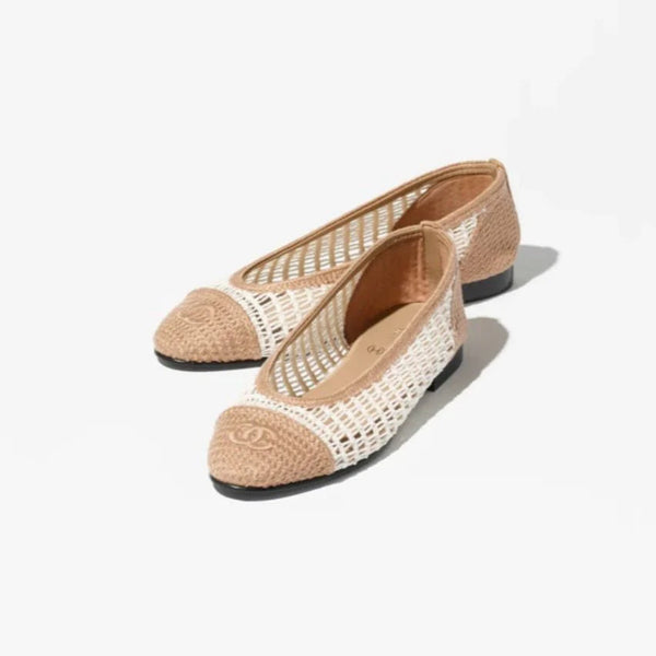 Ballet Flats Raffia White & Beige - BEAUTY BAR