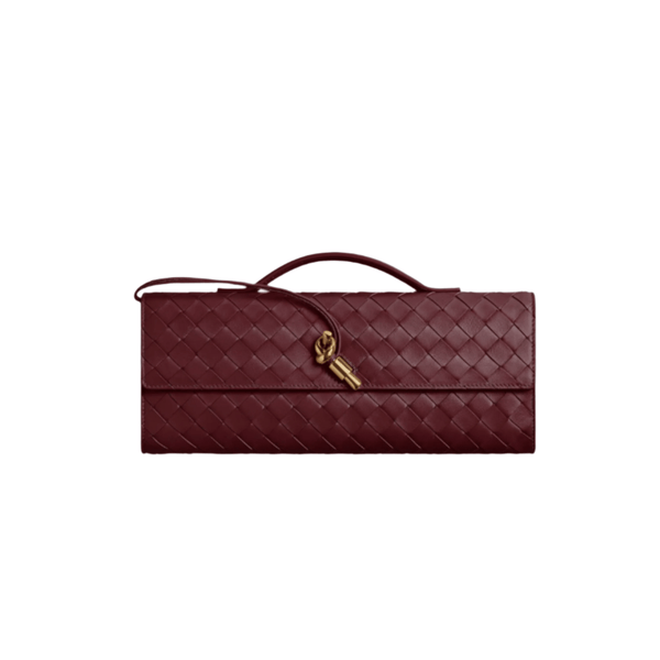 Bottega Veneta Andiamo Clutch – Barolo Intrecciato Leather With Brass Detail Quiet Luxury Redefined - BEAUTY BAR