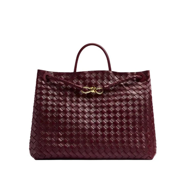 Bottega Veneta Large Andiamo Bag Barolo Intrecciato Leather With Knotted Strap Compact Italian Luxury - BEAUTY BAR