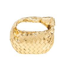 Bottega Veneta Mini Jodie Metallic Gold Leather Bag with Signature Knot Iconic Italian Luxury - BEAUTY BAR