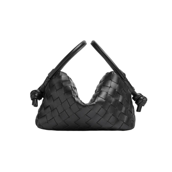 Bottega Veneta Small Handle Loop Bag Black Leather With Top Handle Contemporary Italian Luxury - BEAUTY BAR