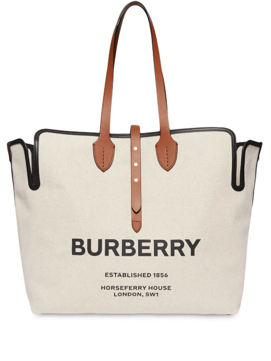 Burberry Neutral Logo Canvas Tote Bag – White - BEAUTY BAR