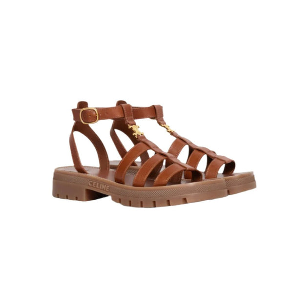 Celine Clea Triumph Gladiator Calfskin Sandals - Vegan Tan - BEAUTY BAR