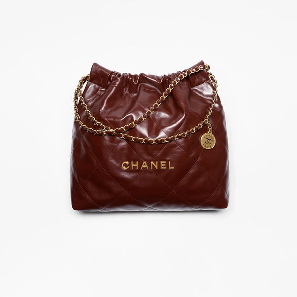 Chanel 22 Handbag Shiny Calfskin Gold Tone Metal - BEAUTY BAR