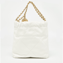 Chanel 22 Mini Handbag Shiny Calfskin, Gold - Tone & Lacquered Metal White - BEAUTY BAR