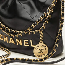 Chanel 22 Mini Handbag Shiny Calfskin & Gold - Tone Metal Black - BEAUTY BAR