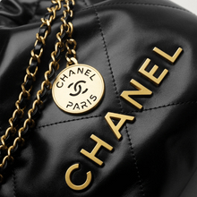 Chanel 22 Mini Handbag Shiny Calfskin & Gold - Tone Metal Black - BEAUTY BAR