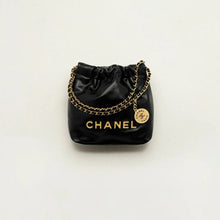 Chanel 22 Mini Handbag Shiny Calfskin & Gold - Tone Metal Black - BEAUTY BAR