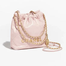 Chanel 22 Mini Handbag Shiny Calfskin & Gold - Tone Metal Pink - BEAUTY BAR