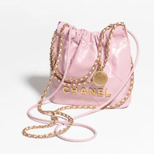 Chanel 22 Mini Handbag Shiny Calfskin & Gold - Tone Metal Pink - BEAUTY BAR