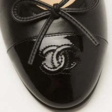 Chanel Black Leather And Patent Leather Cap-Toe Ballet Flats - BEAUTY BAR