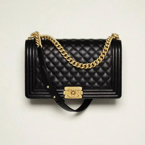 Chanel Black Quilted Leather Medium Boy Flap Bag - BEAUTY BAR