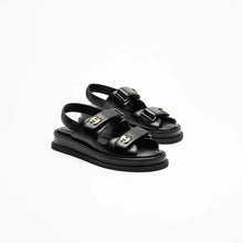 Chanel Black Sandals With Gold-Tone Metal CC Logo