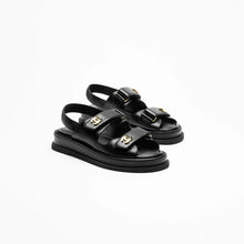 Chanel Black Sandals With Gold-Tone Metal CC Logo - BEAUTY BAR