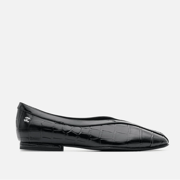 Chanel Crocodile-Embossed Ballet Flats Featuring A Distinctive Square Toe - BEAUTY BAR