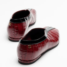 Chanel Crocodile Embossed & Patent Leather Ballerina Flats In Dark Burgundy