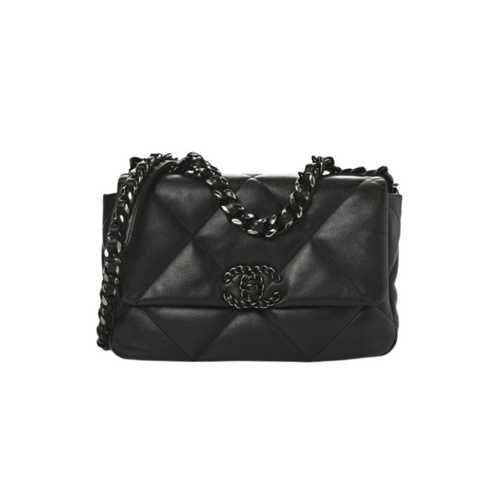 Chanel Lambskin Quilted Medium Chanel 19 Flap Black