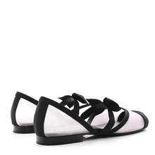 Chanel Mesh Grosgrain Mary Janes Flat White Black