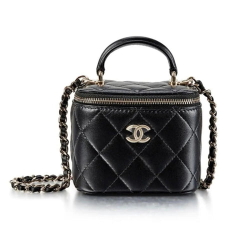 Chanel Mini Vanity Top Handle Bag in Black With Chain