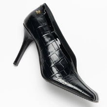 Chanel Pumps Crocodile Embossed Calfskin & Patent Calfskin Black