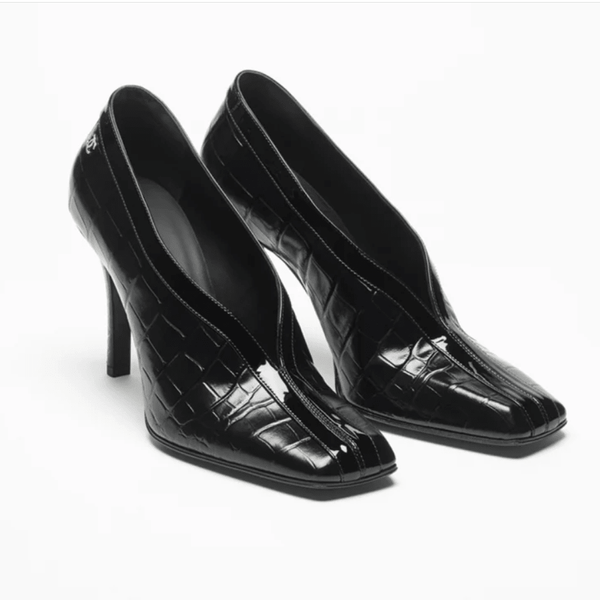 Chanel Pumps Crocodile Embossed Calfskin & Patent Calfskin Black