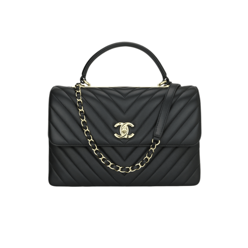 Chanel Trendy CC Top Handle Bag Medium Black With Gold Hardware