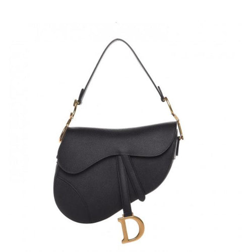 Christian Dior Saddle Bag In Black Grained