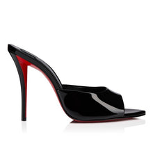 Christian Louboutin Black Patent Leather Peep-Toe Mule Heels
