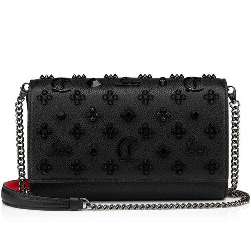 Christian Louboutin Clutch - Grained Calf Leather and Spikes Loubinthesky - Black