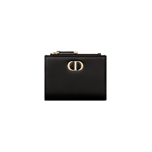 Dior 30 Montaigne Dahlia Wallet Black Smooth Calfskin