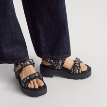 Dior Act Platform Sandal Cotton Embroidered With Deep Blue Dior Oblique Motif - BEAUTY BAR
