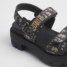 Dior Act Platform Sandal Cotton Embroidered With Deep Blue Dior Oblique Motif - BEAUTY BAR